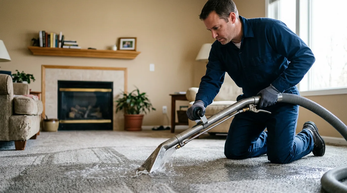 Water damage restoration technician working near Rices Landing, PA
